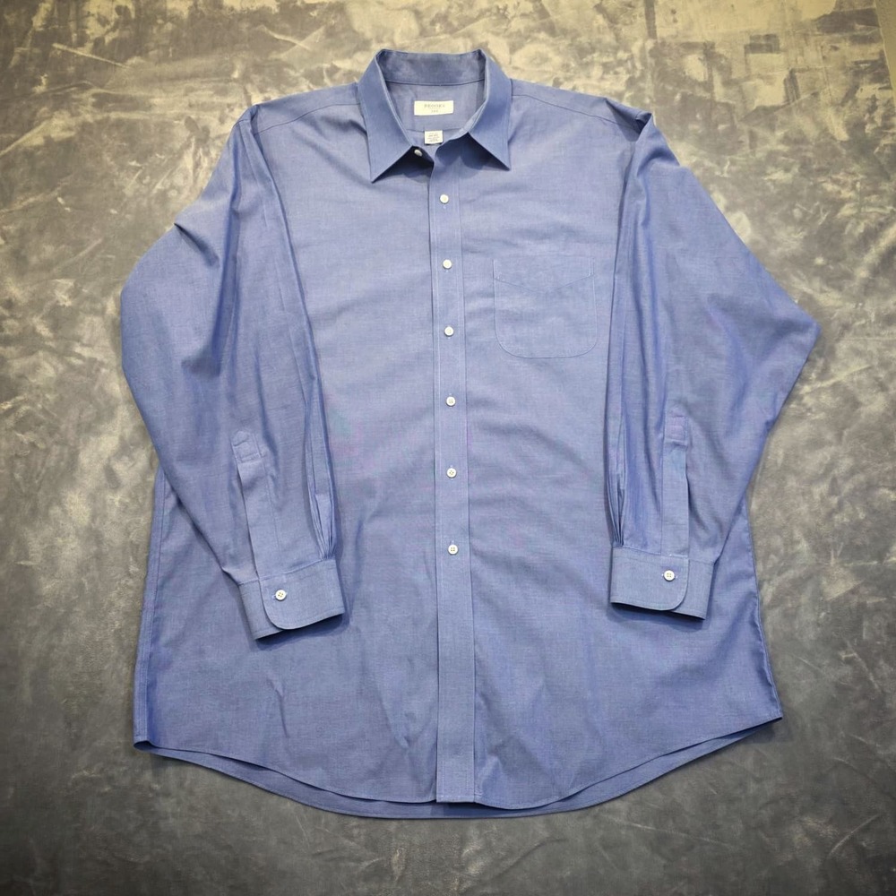 Brooks Brothers 346 Men's Dress Shirt Size 17.5 Blue Long Sleeve - Picture 9 of 9